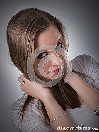 Girl with pimples Stock Photo