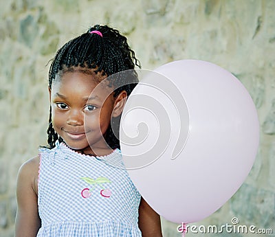 Girl With Pink Balloon Stock Photo