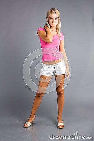 Girl with pink blouse Stock Photo