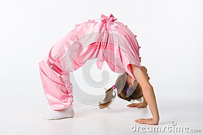 Girl in a pink kimono Stock Photo