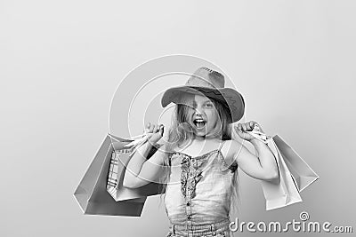 Girl with pink shopping bags. Fashion and shopaholism concept Stock Photo