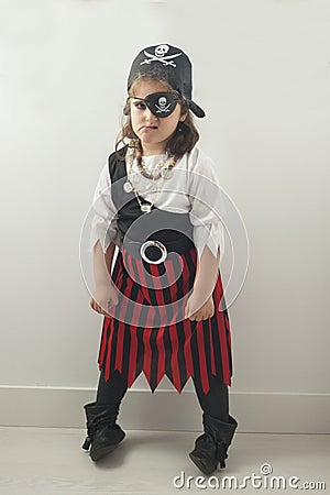 Girl in a pirate costume Stock Photo
