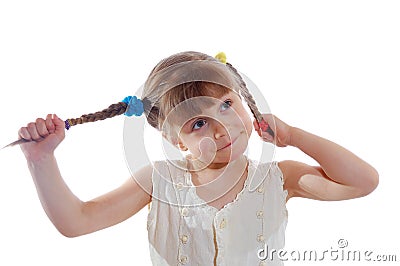 Girl with plaits Stock Photo