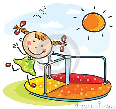 Girl at the playground Vector Illustration