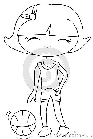 Girl Playing Basketball Coloring Page Stock Illustration Girl Playing Basketball Coloring Page Stock Illustration
