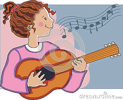 Girl playing guitar. Stock Photo