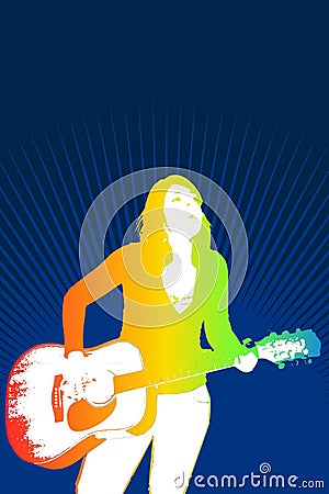 Girl playing guitar Cartoon Illustration