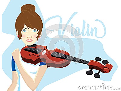 Girl Playing Violin tutorial, Talented Young Violinist Character Playing Acoustic Musical Instrument, Concert of Classical Music Vector Illustration