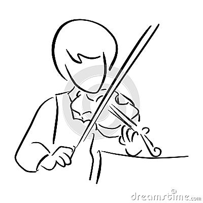 Girl playing violin vector illustration sketch doodle hand drawn Vector Illustration