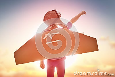 Girl plays astronaut Stock Photo