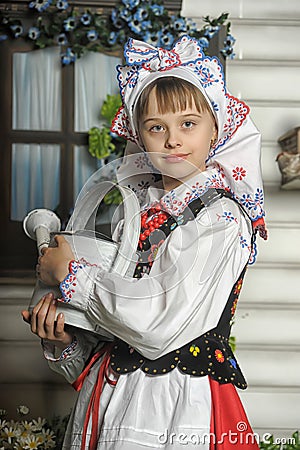 Girl in Polish national costume Stock Photo