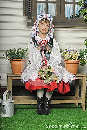 Girl in Polish national costume Stock Photo