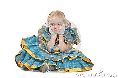 Girl in polka dot dress Stock Photo