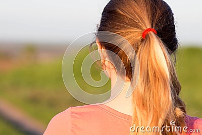 Girl with a ponytail hairstyle for sports Stock Photo