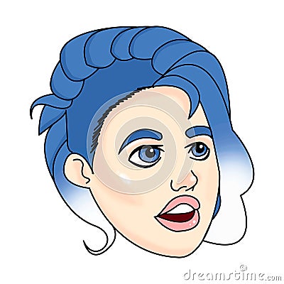 Girl portrait blue hair Vector Illustration