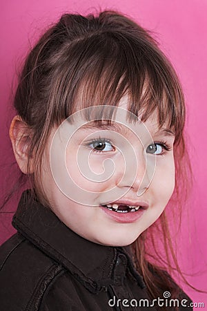 Girl portrait on a pink background 2 Stock Photo