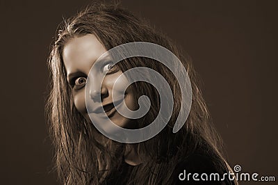 Girl possessed by a demon Stock Photo