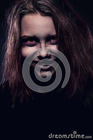 Girl possessed by a demon Stock Photo