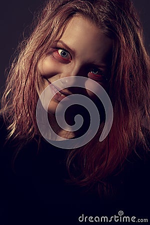Girl possessed by a demon Stock Photo