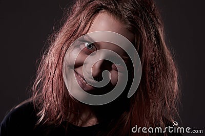 Girl possessed by a demon Stock Photo