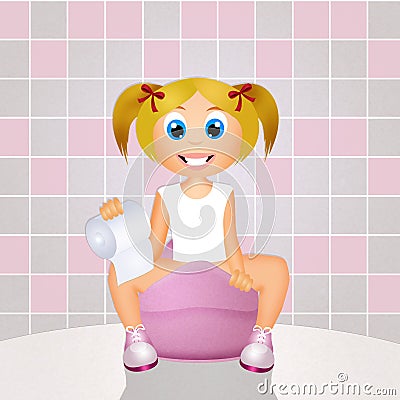Girl on the potty Stock Photo