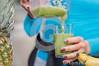 Refreshing Green Smoothie Delight Stock Photo