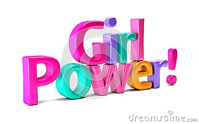 Girl Power Colorful Word. 3D Rendering Illustration Stock Photo