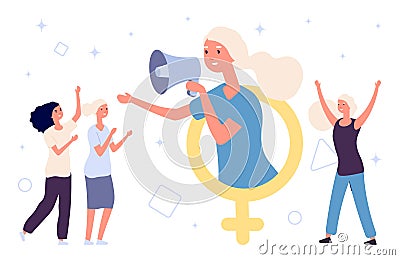 Girl power concept. Flat vector women and female gender sign. Feminism illustration Vector Illustration