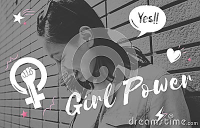 Girl Power Equality Feminist Women`s Right Concept Stock Photo