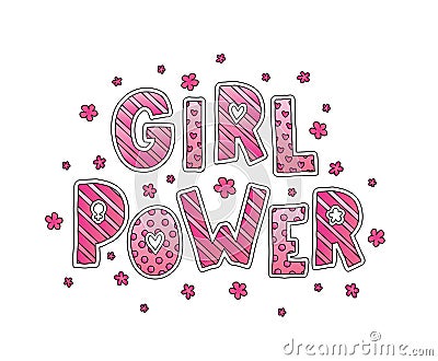 Girl Power Lettering Vector Illustration