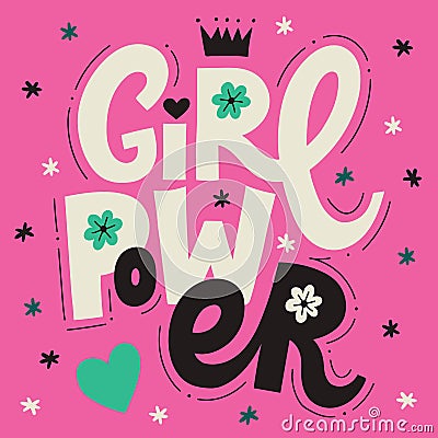 Girl Power Lettering poster Vector Illustration