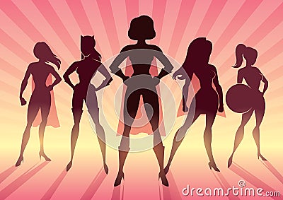 Girl Power Team Vector Illustration