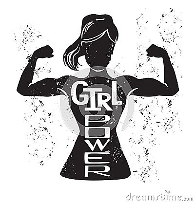 Vector feminist illustration with woman silhouette Vector Illustration