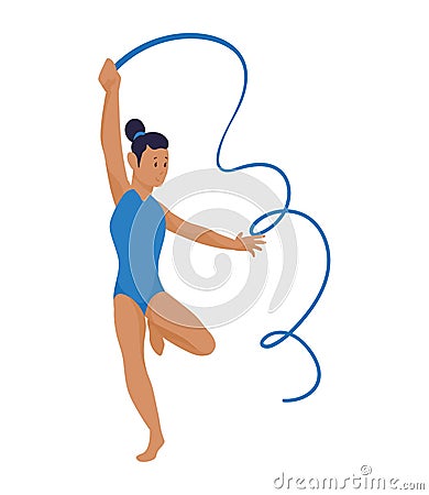 girl practicing artistic gymnastics Vector Illustration