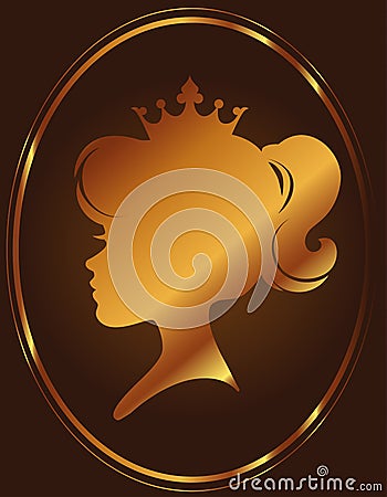 Girl Princess Silhouette On Chocolate Background Vector Illustration