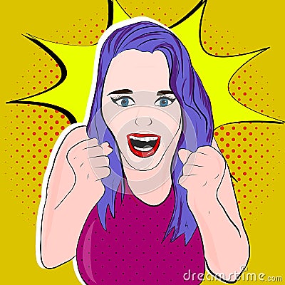 Girl with purple hair in Vector Illustration