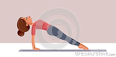 Young Woman in Upward Plank Yoga Pose Vector Illustration Vector Illustration