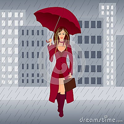 Girl in rain Stock Photo