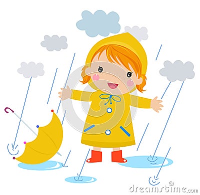 A girl in the rain Vector Illustration