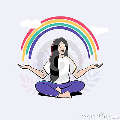 Girl with rainbow Vector Illustration