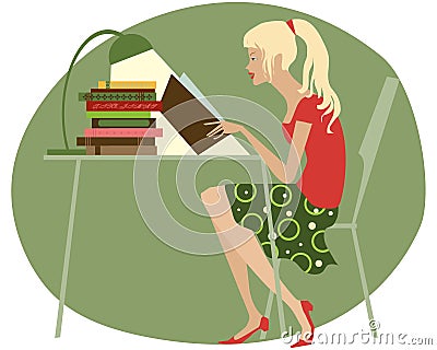 Girl reading Vector Illustration