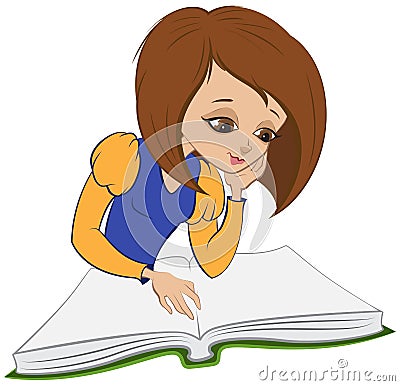 Girl reading book. Vector cartoon Vector Illustration