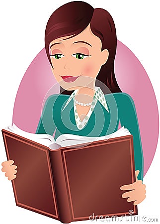 Girl reading book Vector Illustration