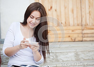 Girl reading sms Stock Photo