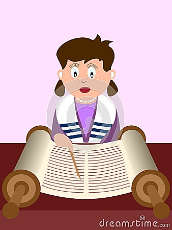 Girl reading the Torah Vector Illustration