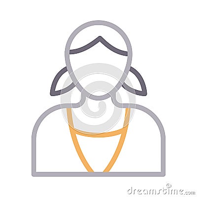 Girl reception vector color line icon Vector Illustration