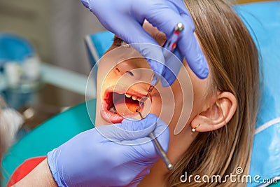 Girl on a reception for stomatology Stock Photo