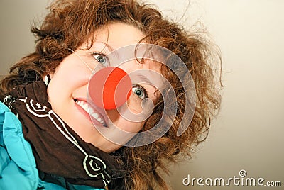 Girl with red nose Stock Photo