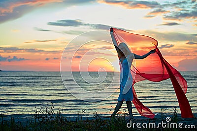 Girl with red scarf Stock Photo