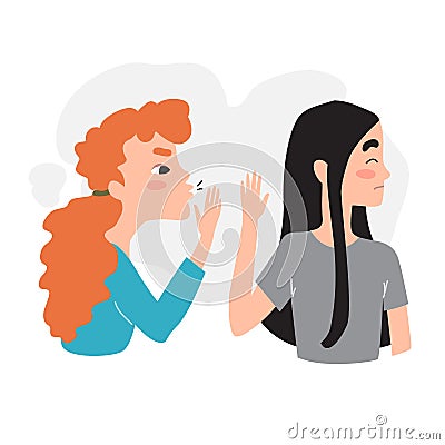 Girl refuses to listen to gossip. Stop gossip Vector Illustration